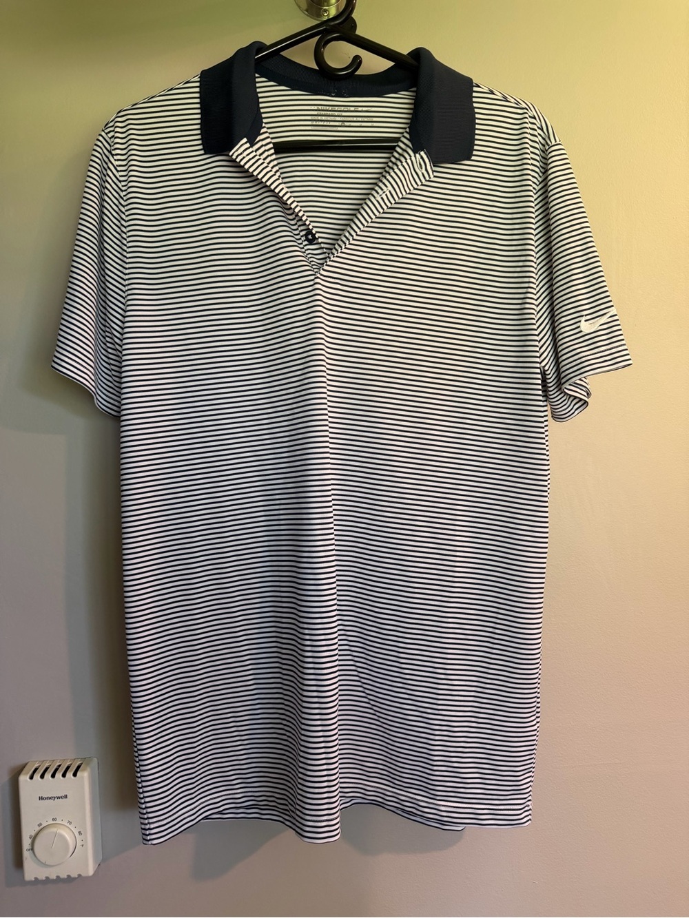 Striped Nike Golf Polo Shirt - Navy/White